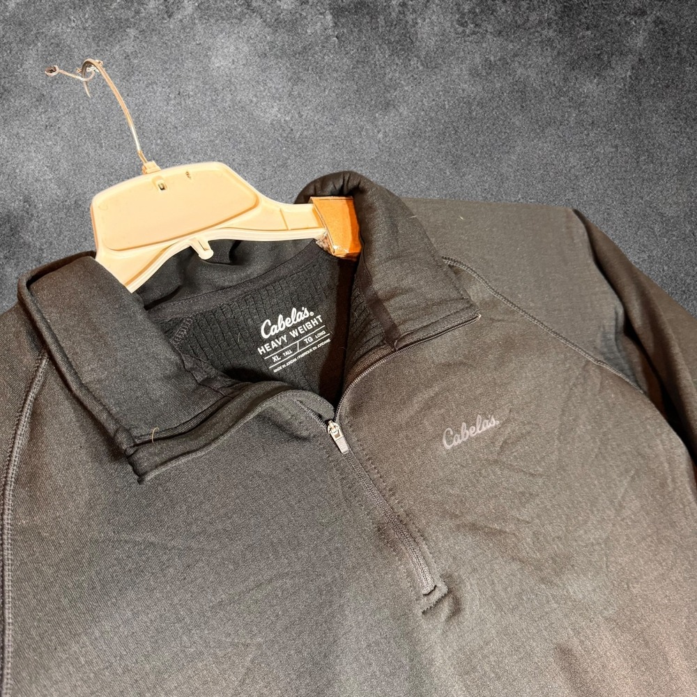 Cabelas Heavy Weight Mens XL Tall Black Quarter Zip Pullover Hunting Outdoor